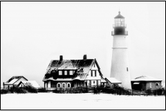 Portland Head Light In Fog And Snow