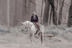 Navajo Woman Behind The Scenes In Monument Valley